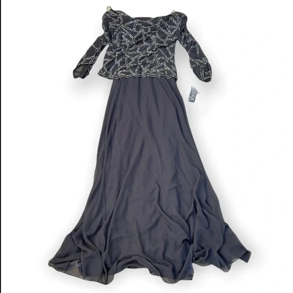 j kara women's 3 4 sleeve beaded dress Amazon.com: J Kara Women's Scoop Neck 3/4 Sleeves Long Dress,  Slate/MERC/Coal/Silver, 6 : Clothing, Shoes & Jewelry